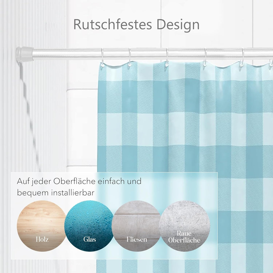 Teleskopstange ausziehbar (weiss, 70-120 cm) Kein Bohren & Rost, rutschfest, verstellbar Duschvorhan