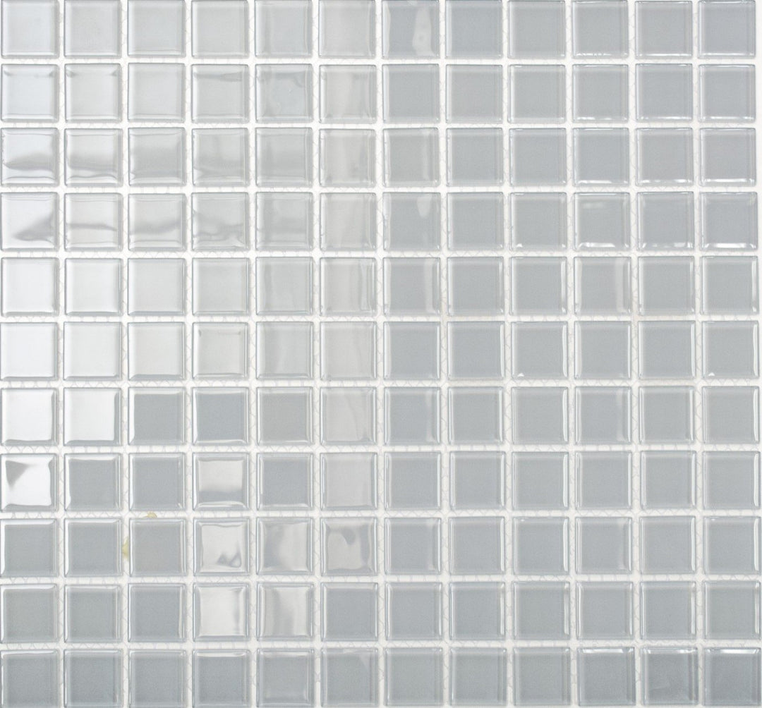 Mosaik Quadrat Crystal uni hellgrau Glasmosaik Transluzent Transparent 3D Fliesenspiegel, Mosaikstei
