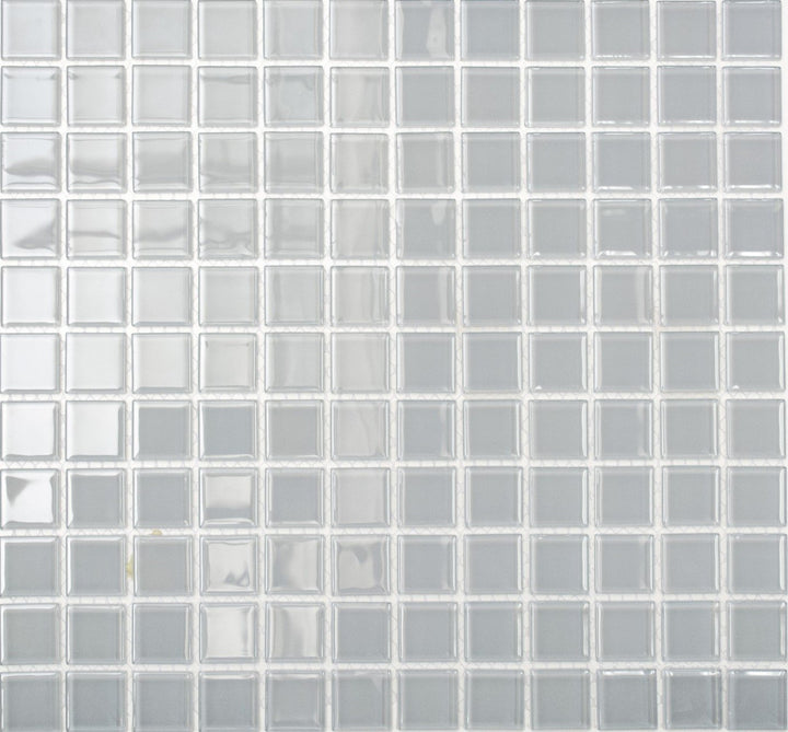 Mosaik Quadrat Crystal uni hellgrau Glasmosaik Transluzent Transparent 3D Fliesenspiegel, Mosaikstei