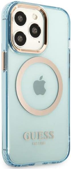 Guess GUHMP13LHTCMB Hülle für iPhone 13 Pro / 13 6,1" blau/Blue Hard case Gold Outline Translucent