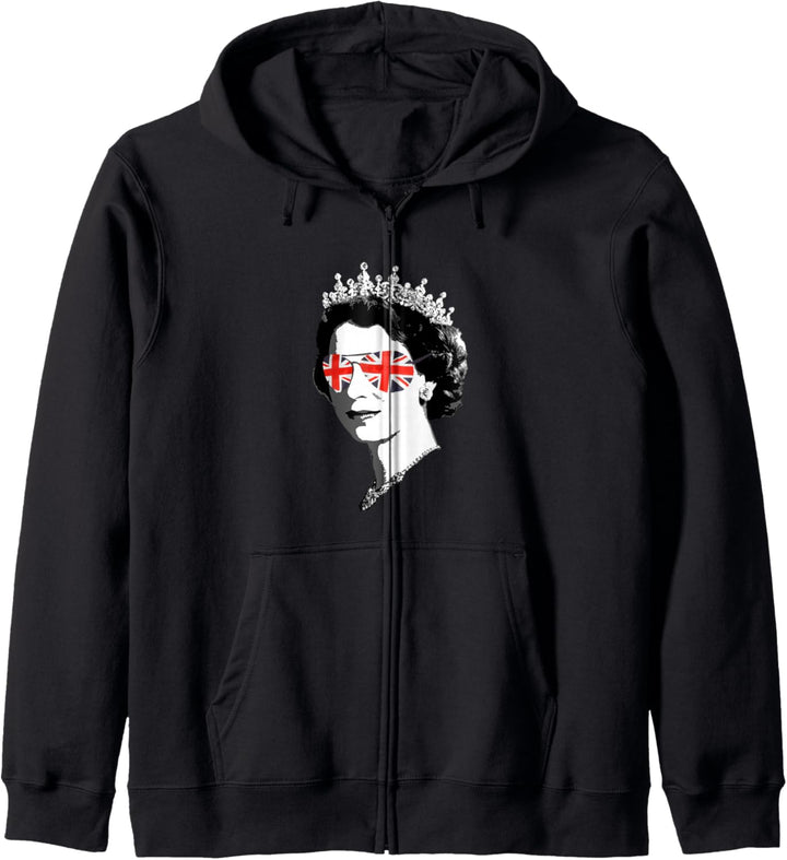 Queen Elizabeth II Sonnenbrillen Britische Krone Union Jack Kapuzenjacke