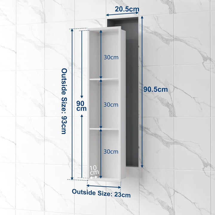 Neodrain Wandnische Dusche Edelstahl Dreifach-Duschnische Wandnische Lagerung für Badezimmer 90x20 c