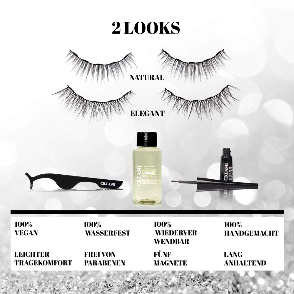 CB Lash Luxury Collection 2 Paar Premium Magnet Wimpern und wasserfester Magnet Eyeliner, inkl. Rein