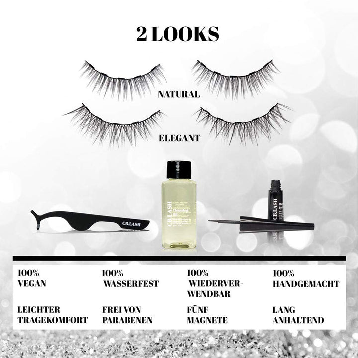 CB Lash Luxury Collection 2 Paar Premium Magnet Wimpern und wasserfester Magnet Eyeliner, inkl. Rein