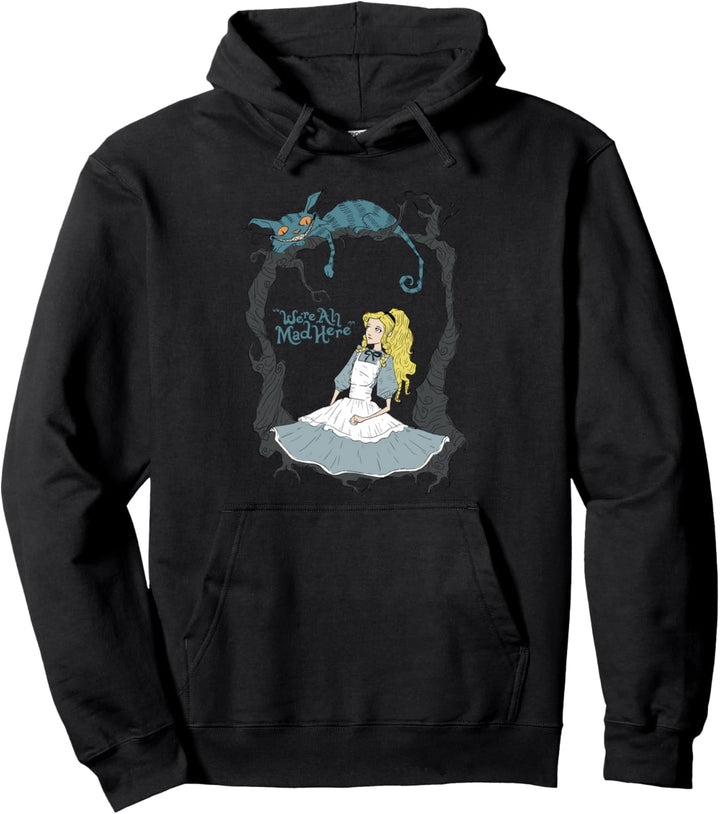 Alice In Wonderland Cheshire Grinning Cat We're All Mad Here Pullover Hoodie