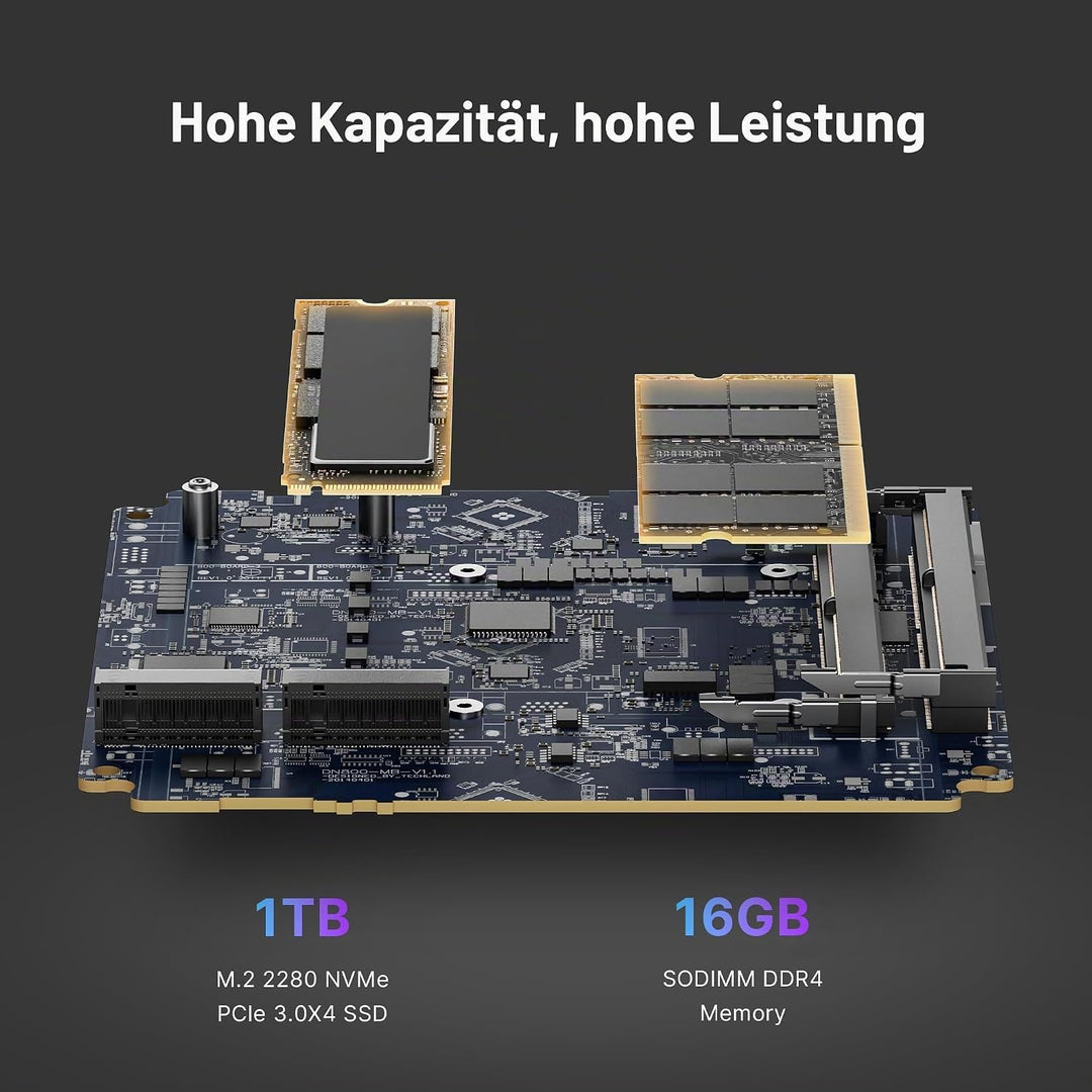 BOSGAME P4ultra Mini PC Ryzen 7 7730U (bis zu 4,5 GHz, 8C/16T) Mini-Computer, DDR4 16 GB RAM, 1 TB M
