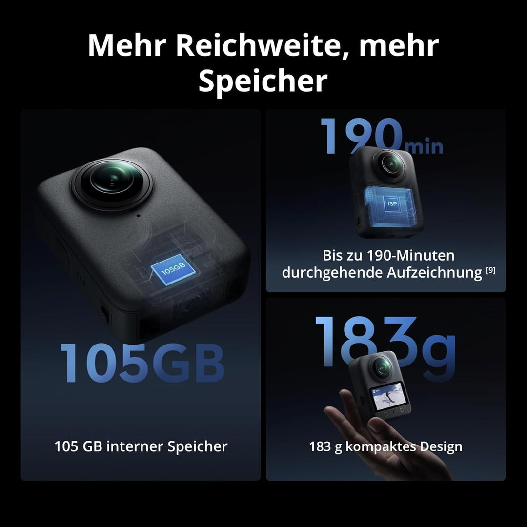 DJI Osmo 360 Adventure Combo, 360 Action Cam | 1-Zoll 360° Aufnahmen, verlängerte Akkulaufzeit mit 3