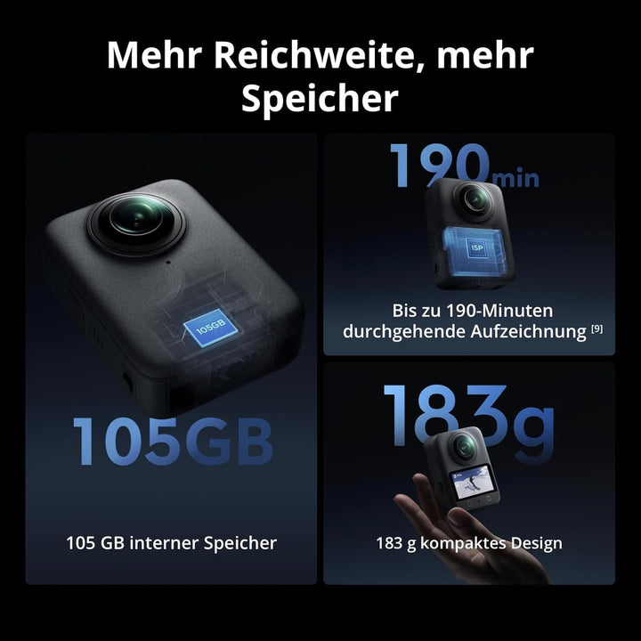 DJI Osmo 360 Adventure Combo, 360 Action Cam | 1-Zoll 360° Aufnahmen, verlängerte Akkulaufzeit mit 3