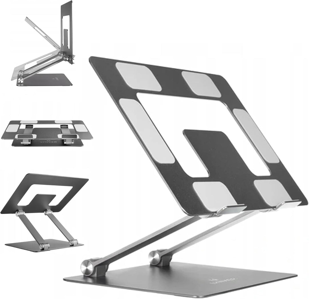 LYNXER Laptop Ständer Höhenverstellbar, Faltbarer Laptop Stand, ergonomischer und belüfteter Möbel f