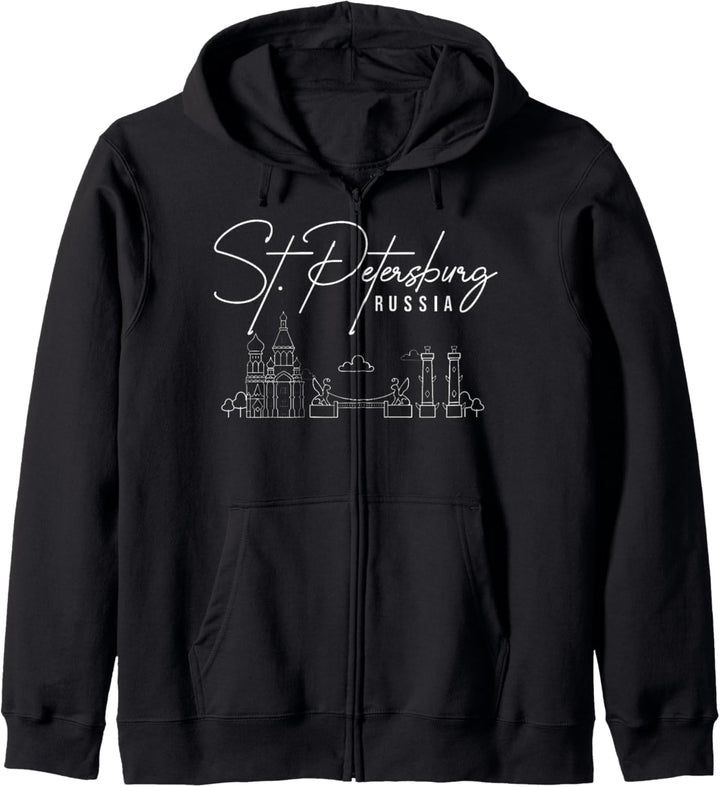 St. Petersburg Russland City Skyline Karte Reise Kapuzenjacke