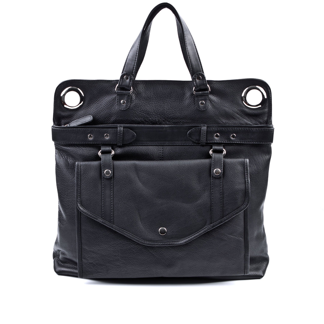 BACCINI Wickeltasche WENDY aus Premium Leder I Baby-Tasche XL gross für Damen I Schultertasche schwa