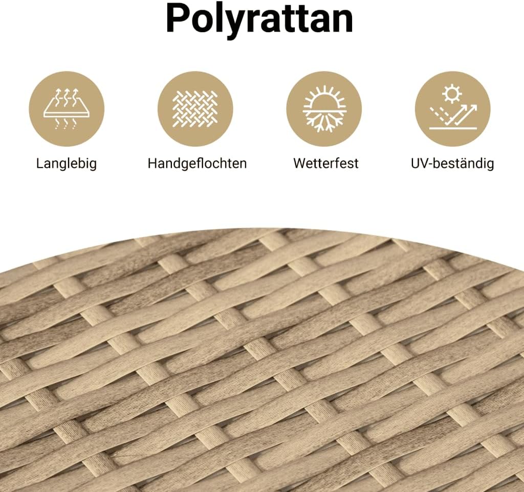 vidaXL Tabletttisch Klappbar Beige 65x40x75 cm Poly Rattan, Beige
