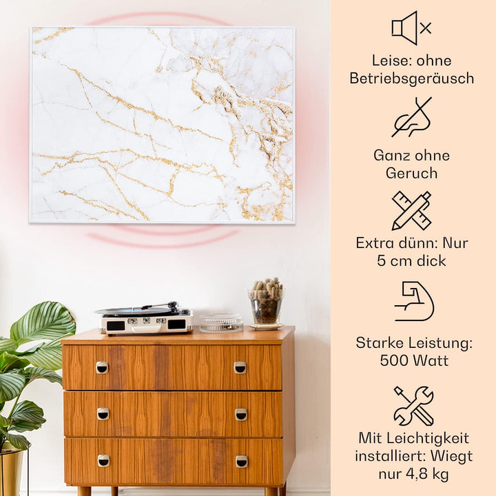 Klarstein Infrarotheizung mit Thermostat, 500W Elektroheizung, Smart Home Bild-Infrarotheizung zur W