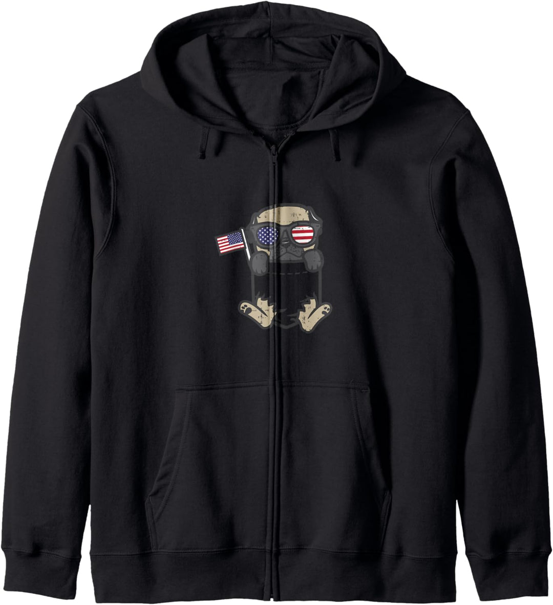 Pug Pocket Cute American USA 4th Of July Fourth Dog Women Kapuzenjacke