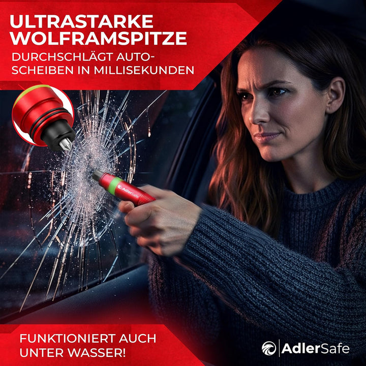 Notfallhammer Auto mit Gurtschneider - Nothammer - Federkörner Glasbrecher zum Lebenretten - Rettung