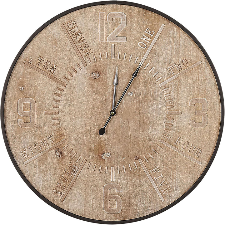 Wanduhr heller Holzfarbton ø 60 cm rund Dole