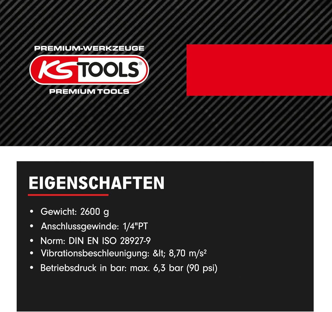 KS Tools 515.3070 3/8" Druckluft-Nadelentroster, max.6,3bar, 1/4''PT, rot /