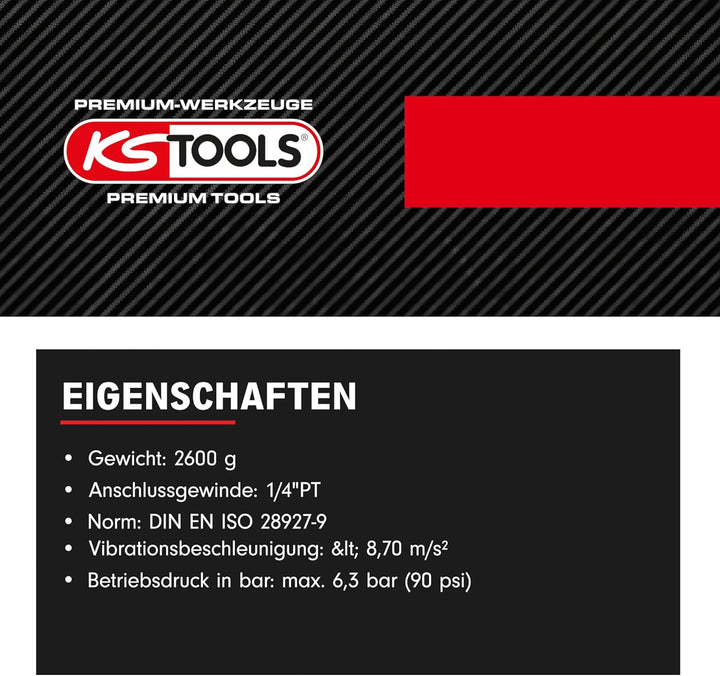 KS Tools 515.3070 3/8" Druckluft-Nadelentroster, max.6,3bar, 1/4''PT, rot /