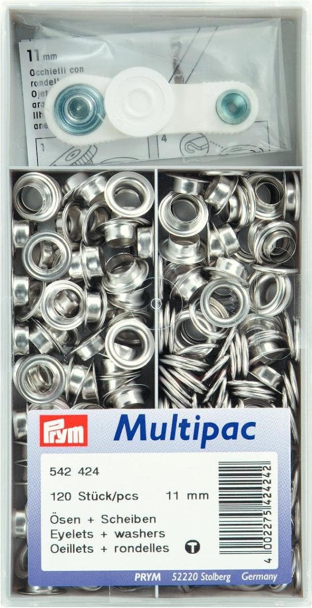 Prym Ösen und Scheiben, Messing, Schwarz, 4 mm Innen Ø, brüniert, 500 Stück, 4 mm Innen Ø, brüniert,