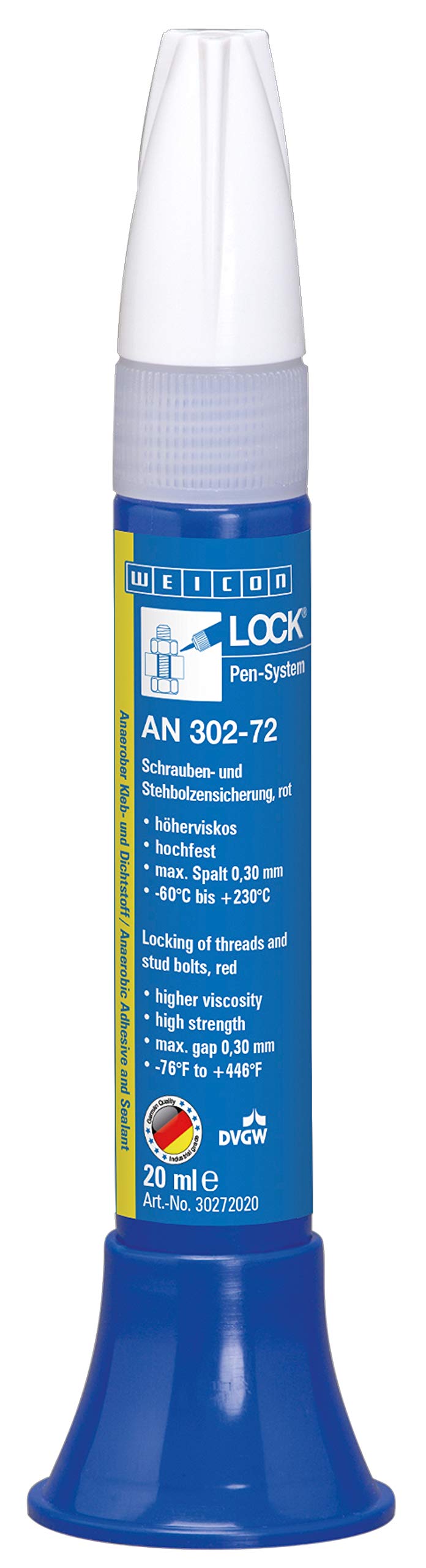 Weicon 30272020 WEICONLOCK AN 302-72 20 ml Schrauben-& Stehbolzensicherung |Hohe Temperaturen, rot,