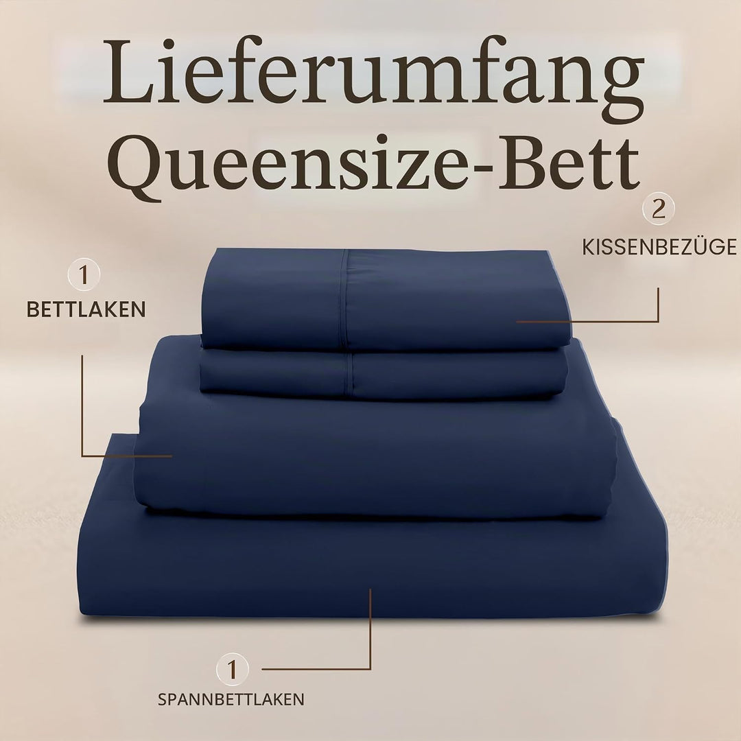UTOPIA Betten 4 Mikrofaser Bettwäsche, navy, Queen Queen Navy, Queen Navy