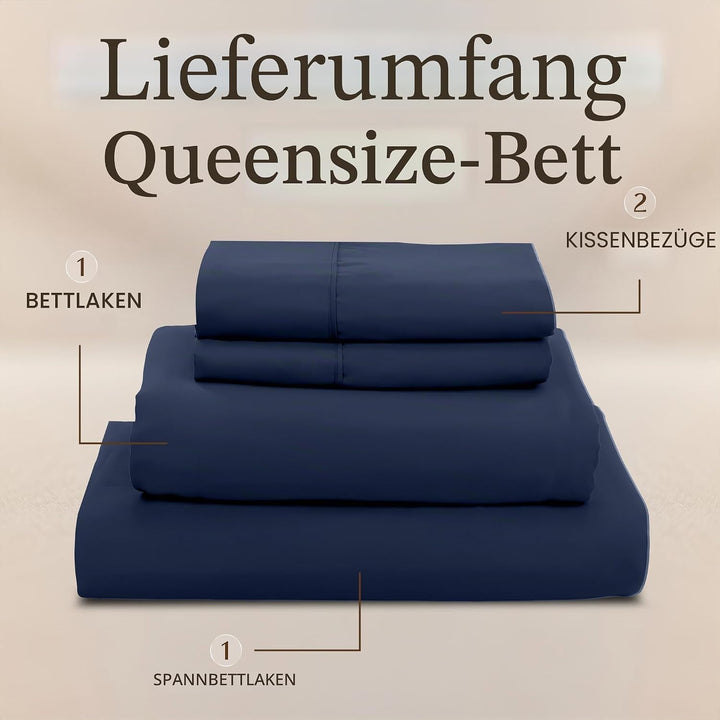 UTOPIA Betten 4 Mikrofaser Bettwäsche, navy, Queen Queen Navy, Queen Navy