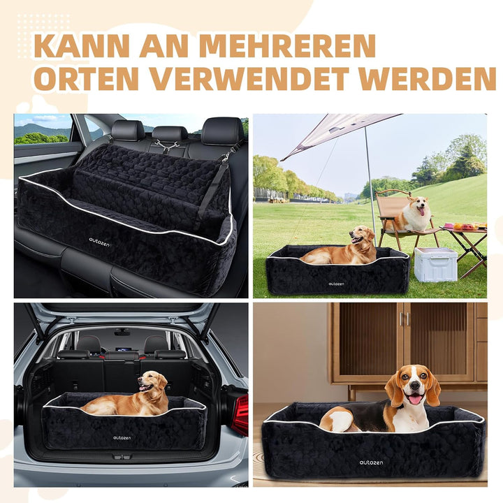 Hunde Autositz für mittlerer grosse Hunde, Abnehmbarer Hundesitz Auto bis zu 54kg mit 2 Sicherheitsl