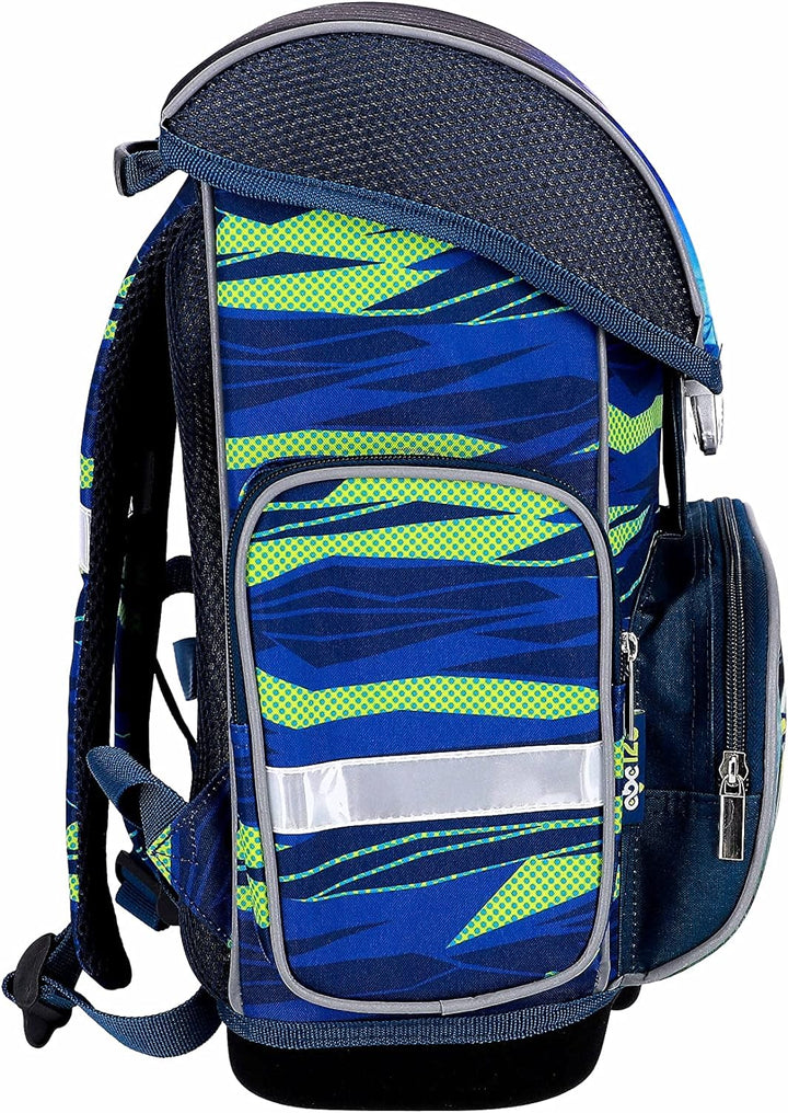 SCOOLSTAR Fussball Schulranzen Schultornister Junge 1 Klasse Schulrucksack Schultasche | SET 3 tlg.