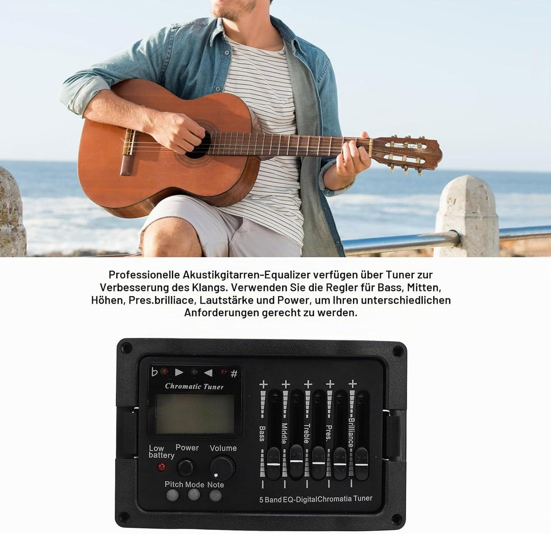 Akustikgitarren-Vorverstärker, 5-Band-EQ-Equalizer, Akustikgitarrenverstärker, digitaler Tuner-Tonab