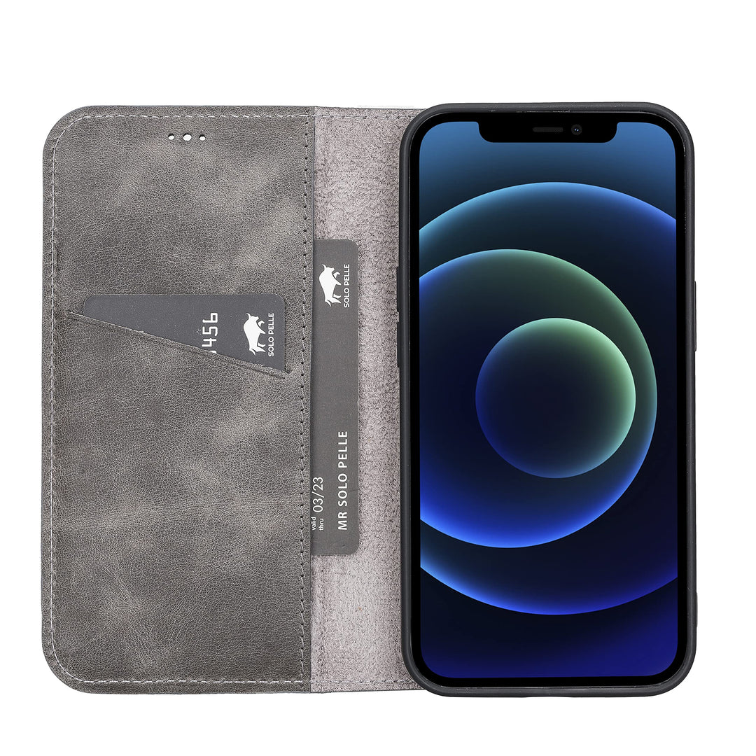 Solo Pelle aufklappbare Lederhülle kompatibel für iPhone 13 in 6.1 Zoll inkl. 1 Kartenfach für das o