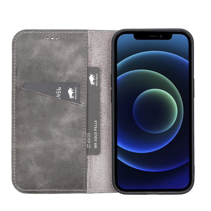 Solo Pelle aufklappbare Lederhülle kompatibel für iPhone 13 in 6.1 Zoll inkl. 1 Kartenfach für das o