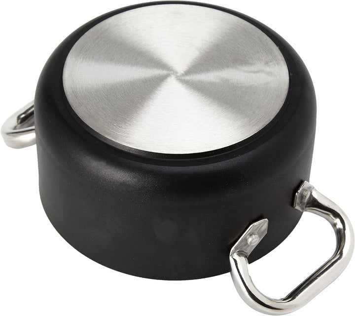 Pentole Agnelli ALSA2104SSPI16 Schwarzer Hochaluminium-Auflauf, 5 mm dick, 10 mm Induktionsboden, mi