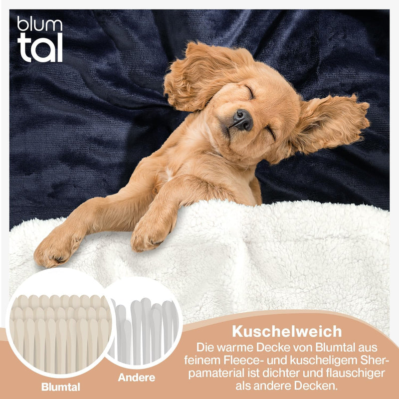 Blumtal Premium Sherpa Kuscheldecke 230 x 270 cm - warme Decke Oeko-TEX® zertifizierte Dicke Sofadec