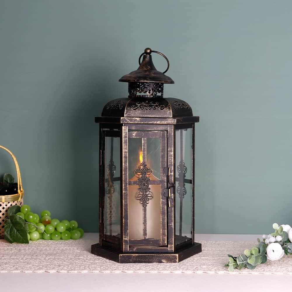 JHY DESIGN Dekorative Laternen 30cm hoch Aussen-Kerzenlaternen Vintage-Metall-Kerzenhalter für Innen