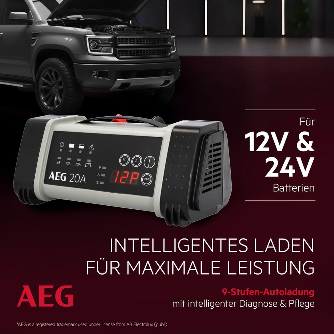 AEG 97025 Mikroprozessor Batterie Ladegerät LT 20 Ampere für 12/24 V, 9-stufig, Power-Supply, automa