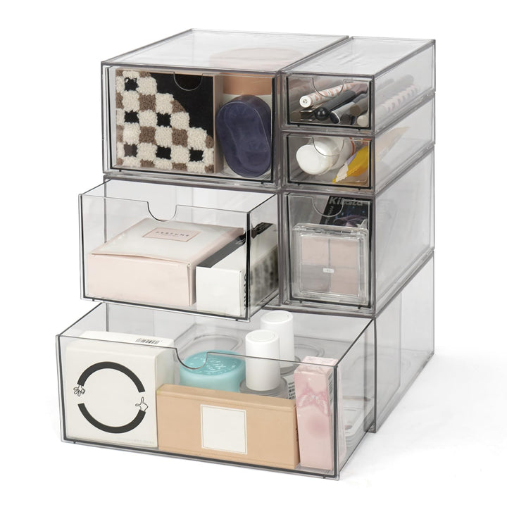 Acryl Schreibtisch Organizer mit 6-Schubladen, Make up Organizer Kunststoff, 23x16,5x28,5 cm, Klare