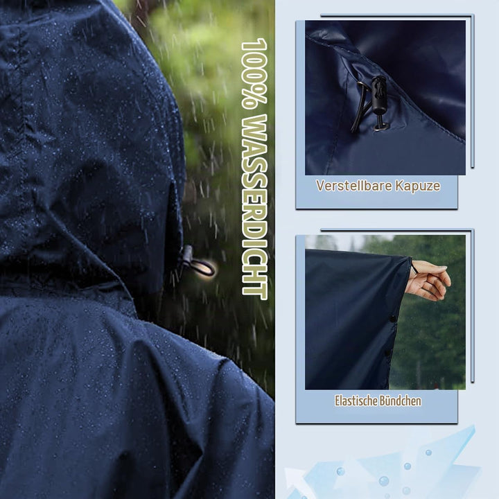 COLFEZY Crozylife Einheitsgrösse Unisex Wasserdichter Regenponcho mit Kapuze und Taschen Leichter tr