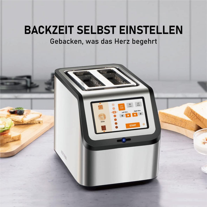 Smart Toaster mit Touchscreen, KETIAN 2-Scheiben Toaster,Abschaltautomatik, Auto Lift & Brotzentrier