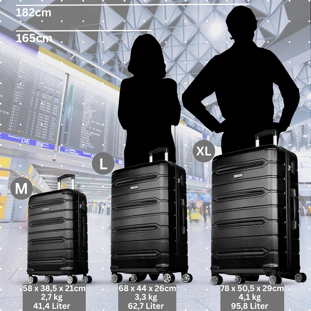 NOWI Handgepäck Koffer leicht – 40L Volumen – 8 Rollen 360° drehbar – Leichter ABS Koffer mit Zahlen