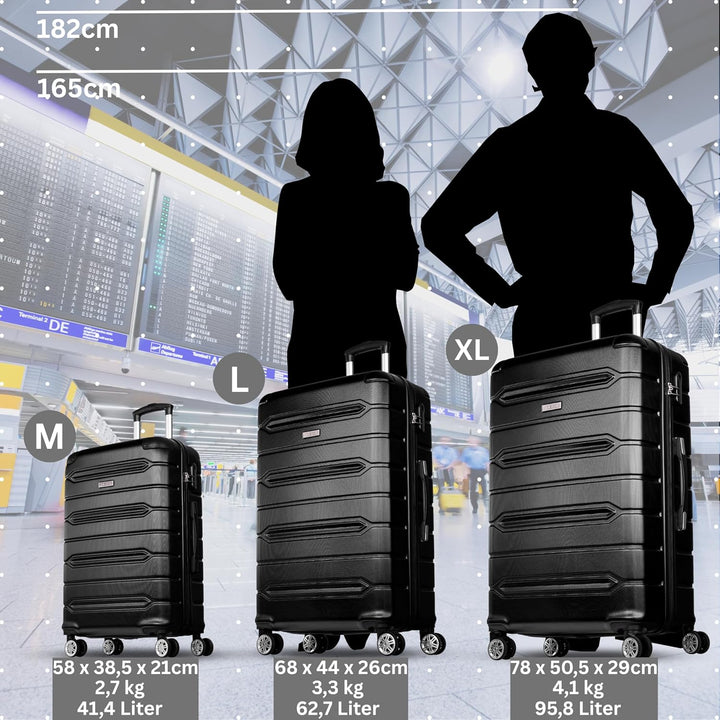 NOWI Handgepäck Koffer leicht – 40L Volumen – 8 Rollen 360° drehbar – Leichter ABS Koffer mit Zahlen