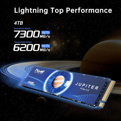 Fikwot M.2 SSD, 4TB NVMe SSD M.2, PCIe Gen4, Bis zu 7300MB/s Lesen, Interne SSD für PS5 Gaming und L
