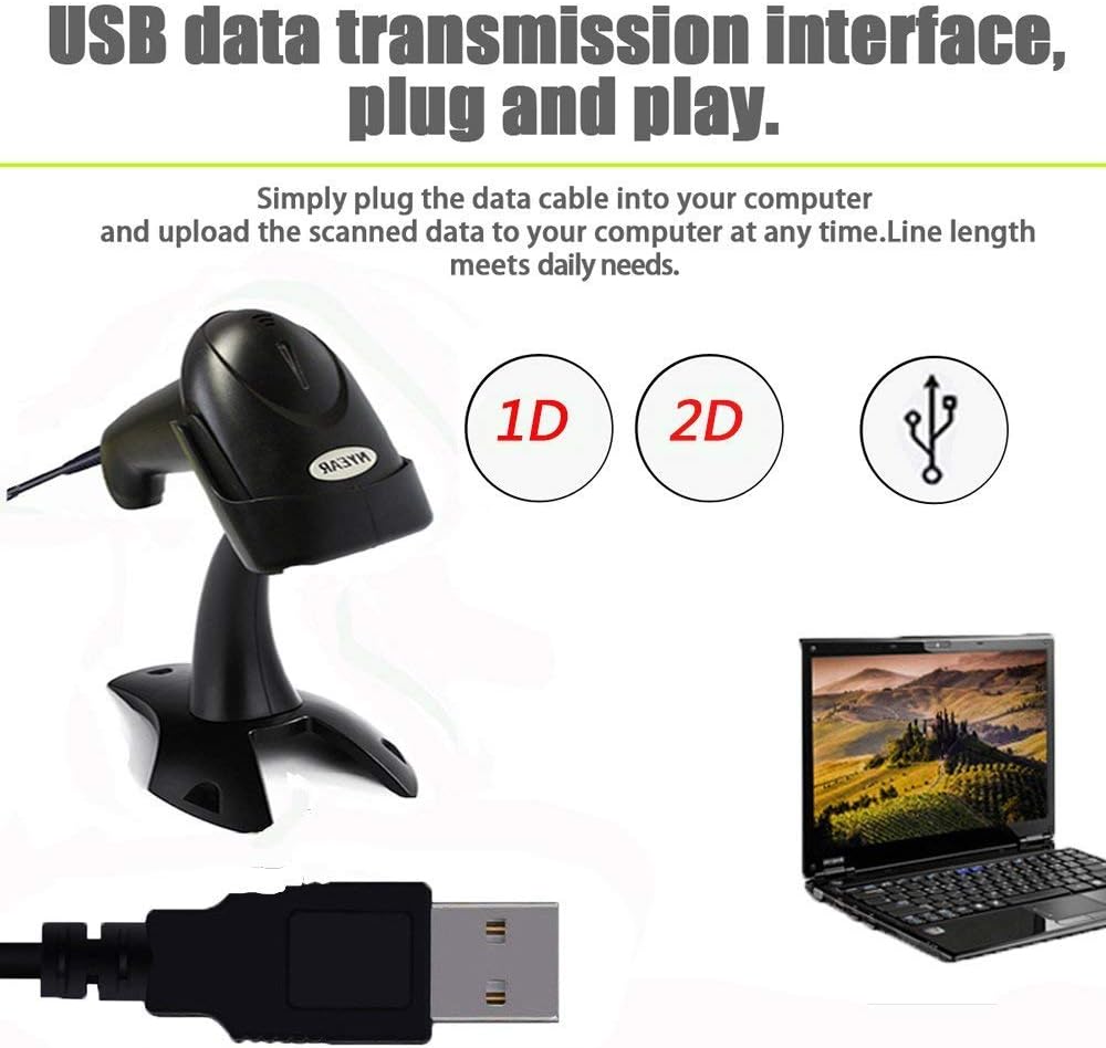 NYEAR Handheld verdrahteter USB-Barcode-Scanner, 1D und 2D Handheld Inventar Barcode-Leser mit autom