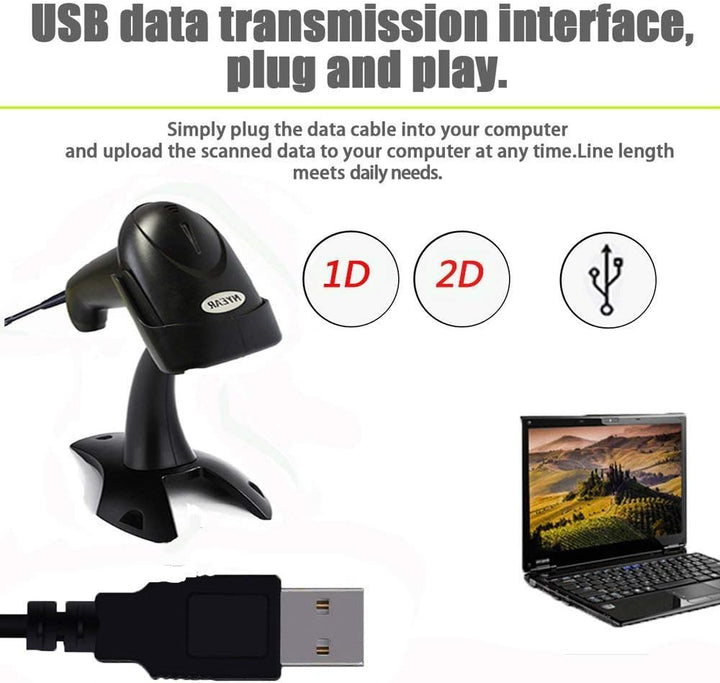 NYEAR Handheld verdrahteter USB-Barcode-Scanner, 1D und 2D Handheld Inventar Barcode-Leser mit autom