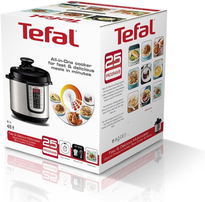 Tefal CY505E30 Fast & Delicious Multicooker Elektrischer Schnellkochtopf, 1.200 W, 25 automatische P