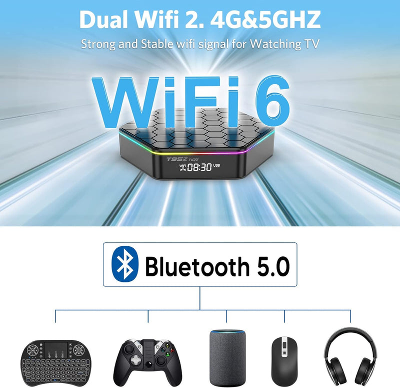 Android 12.0 TV Box, Android Box mit 4GB RAM 64GB ROM Allwinner H618 Quad-Core 64-Bit-ARM Corter-A53