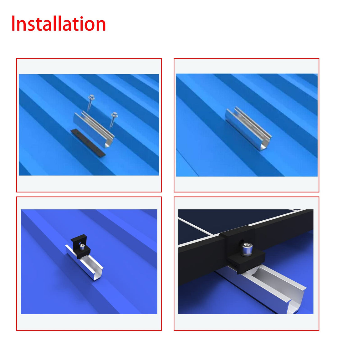 Solarpanel Halterung Kit und Zubehör Schwarz Eloxiert,Halterung für Solarmodule,Befestigungsschiene1