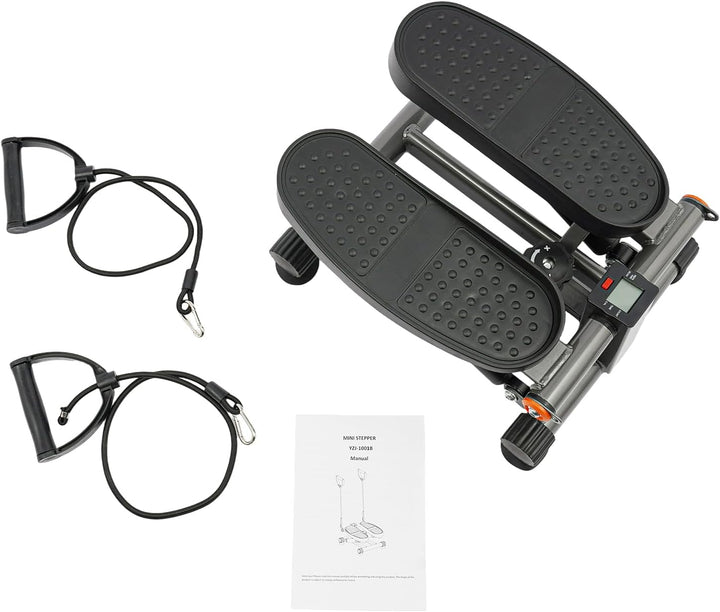 Twist Stepper mit Zugseilen | Heimtrainer für Beine Po und Arme | Trainingsgerät mit LCD Display und