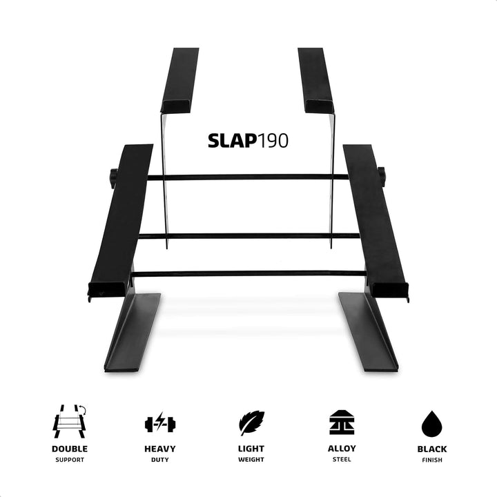 SLAP200 - IBIZA - Doppelständer für Laptop und DJ-Pult, 360° verstellbar - Schwarz
