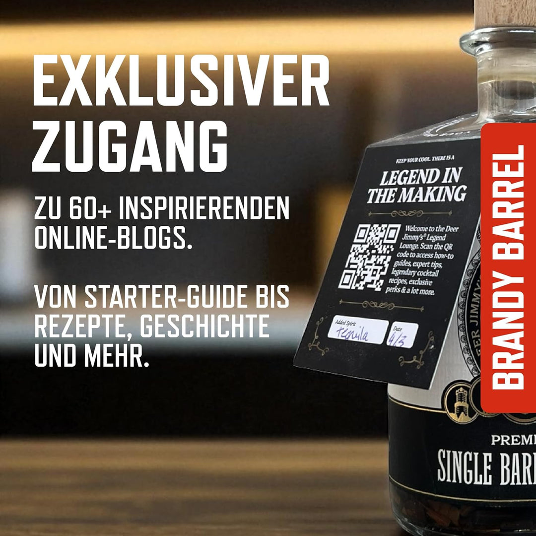 Deer Jimmy's® DIY Brandy Geschenkset – Brandy selbst Machen mit französischem Premium-Eichenholz aus