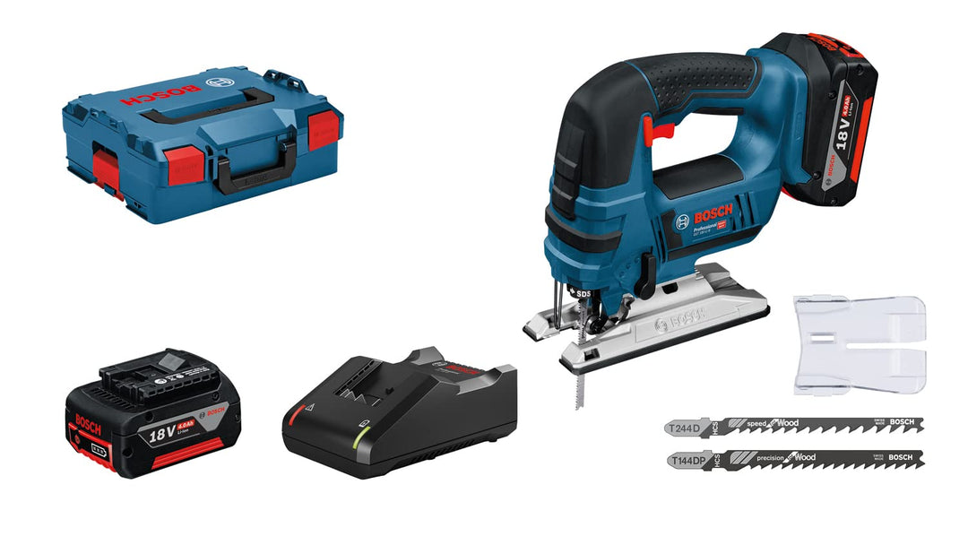 Bosch Professional 18V System Akku Stichsäge GST 18V-LI B (inkl. 2x4.0 Ah Akku, Schnellladegerät, 3x